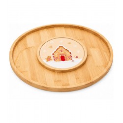 Jogo 2 Peças Tábua com Bandeja Encanto de Natal 33cm x 1,5cm Bambu - Lyor